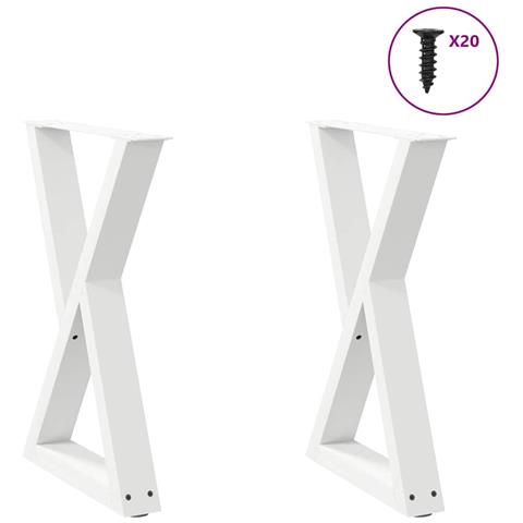 Gambe Per Tavolo Da Pranzo 2 Pz Bianco 60x(72-73,3) Cm Acciaio - Foto 1