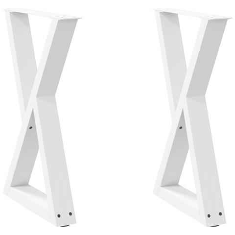 Gambe Per Tavolo Da Pranzo 2 Pz Bianco 60x(72-73,3) Cm Acciaio - Foto 2