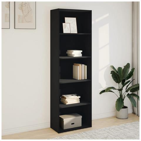 Libreria Nera 60x30x189 Cm In Legno Multistrato - Foto 3