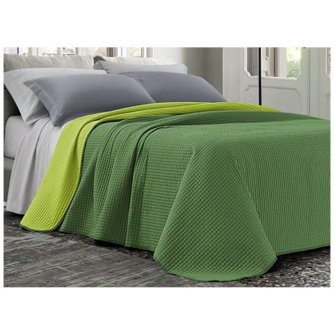 Quilt Trapuntino Estivo 100gr Mq Bicolor Double Face Tinta Unita Modello Cloe Singolo Verde - Foto 1