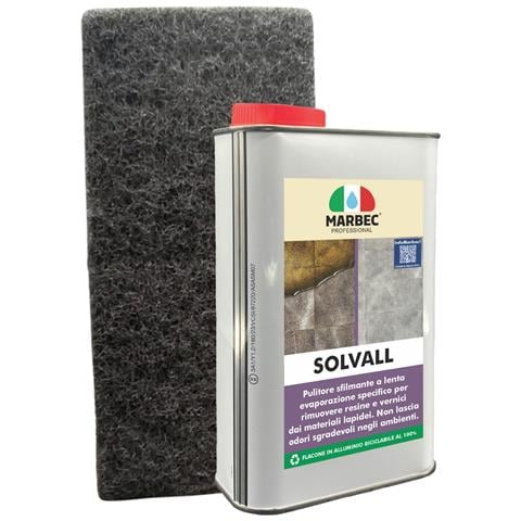 Solvall 1lt Detergente + Tampone Nero - Pulitore Sfilmante Per Materiali Lapidei - Foto 1