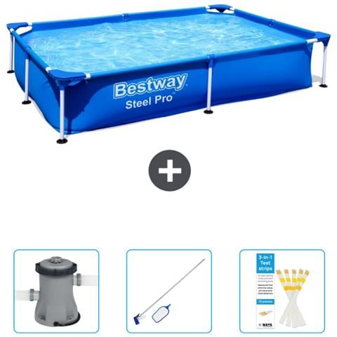 Piscina Fuori Terra - Rettangolo - 221x150x43 Cm - Blu - Include Accessori Coordinati Cb46 - Foto 1