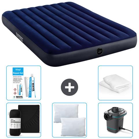 Set Materassino Gonfiabile - 203x152x25 Cm - Blu - Include Accessori Coordinati Cb6 - Foto 1