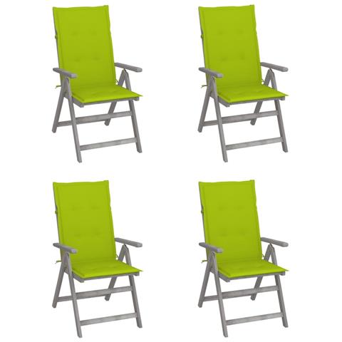 Sedie Da Giardino Reclinabili 4 Pz Con Cuscini Massello Acacia - Foto 2