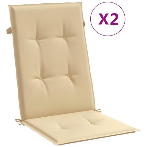 Cuscini Sedia Schiena Alta 2 Beige Mélange 120x50x4 Tessuto - Foto 1