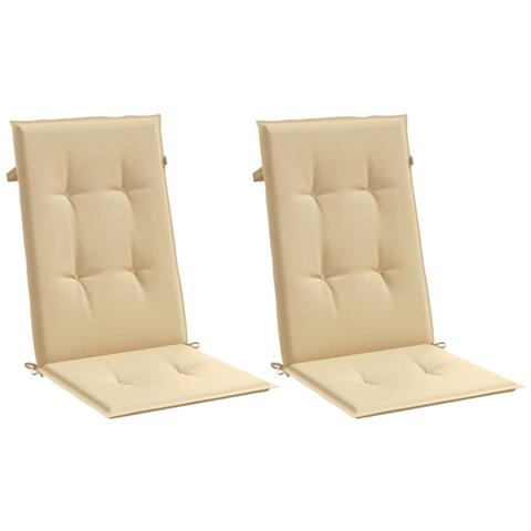 Cuscini Sedia Schiena Alta 2 Beige Mélange 120x50x4 Tessuto - Foto 2