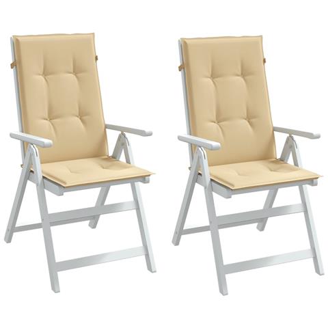 Cuscini Sedia Schiena Alta 2 Beige Mélange 120x50x4 Tessuto - Foto 8
