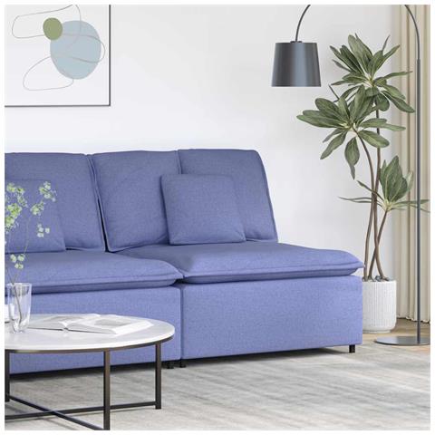 Modulo Centrale Divano Modulare con Cuscini Blu Jeans 100 cm - Foto 2