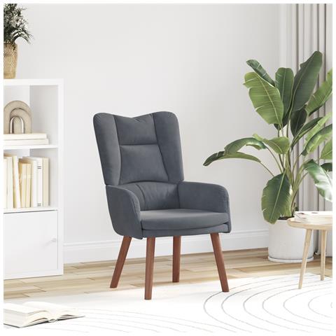 Poltrona Rilassante Grigio Scuro in Velluto - Foto 2