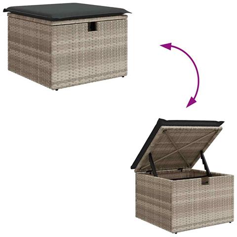 Set Divano da Giardino 8pz con Cuscini Grigio Chiaro Polyrattan - Foto 9