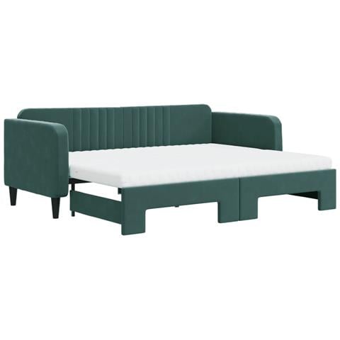 Divano Letto Estraibile Materassi Verde Scuro 90x200 Velluto - Foto 1
