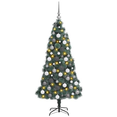 Albero di Natale Finto LED & Set di Palline Verde 150 cm PET - Foto 2