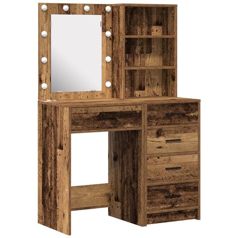 Set da Toeletta a 2 Pezzi con LED in Legno Antico - Foto 1
