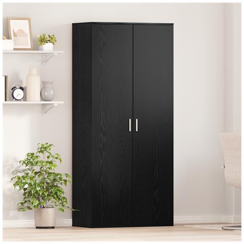 Highboard Rovere Nero 80x39x178 cm Legno Ingegnerizzato - Foto 2