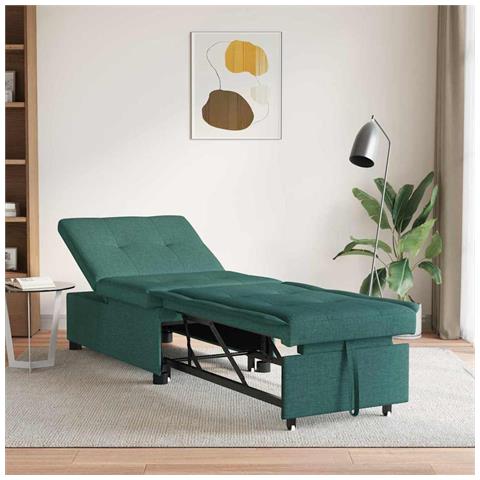 Divano letto Verde scuro 194 x 67 x 37 cm Tessuto - Foto 2