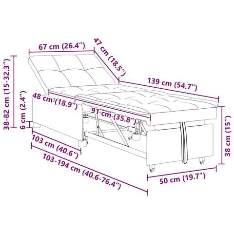 Divano letto Verde scuro 194 x 67 x 37 cm Tessuto - Foto 7