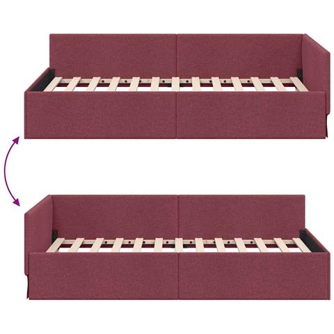 Cornice del letto ad angolo con testiera Rosso vino 80 x 200 cm - Foto 9