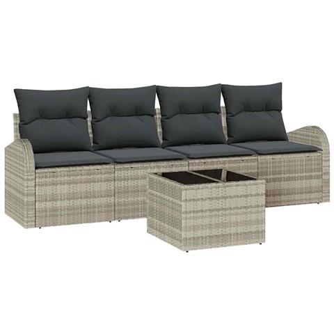 Set Divano da Giardino 5 pcs Grigio chiaro e grigio scuro - Foto 1