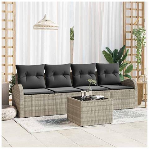 Set Divano da Giardino 5 pcs Grigio chiaro e grigio scuro - Foto 2