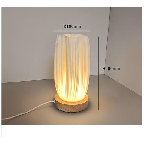Lampada Da Tavolo Usb Dimmerabile Con Base In Legno - Luce Notturna Da Comodino Stile Nordico - Foto 3