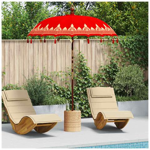 Parasol Balinese Rosso 180-190 cm Cotone, legno massello - Foto 2