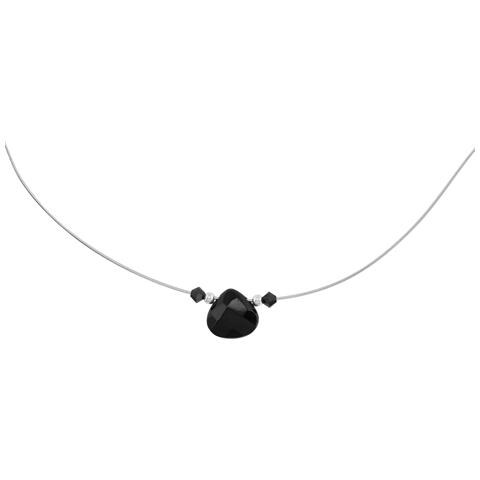 Collana Girocollo In Argento E Cristallo, Cuore Nero, Argento 925, 40 Cm - Foto 2