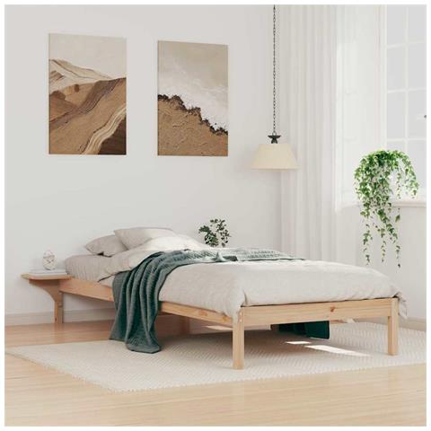 Letto con Tavolini Laterali Naturale 80 x 220 cm Pino massello - Foto 2