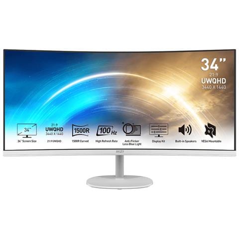 Pro MP341CQWDE Monitor PC 86,4 cm (34") 3440 x 1440 Pixel UltraWide Quad HD Bianco - Foto 1