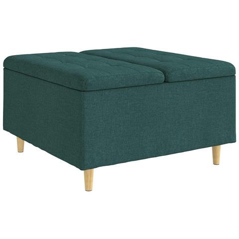 Pouf contenitore Verde Scuro 80 x 80 x 45 cm Tessuto - Foto 1