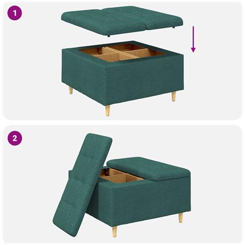 Pouf contenitore Verde Scuro 80 x 80 x 45 cm Tessuto - Foto 9
