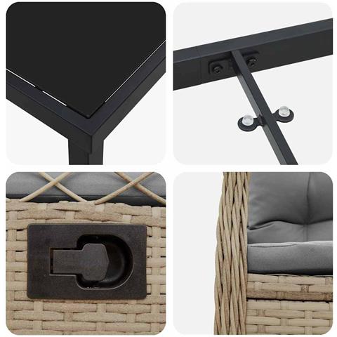 Set da Pranzo per Giardino 9 pcs Beige e Grigio Chiaro - Foto 9