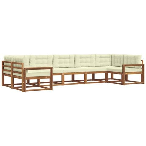 Set di divani da esterno con cuscino 7 pcs Naturale e Crema - Foto 1