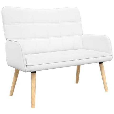Sofa a Due Posti Bianco 115 x 61 x 87 cm Tessuto - Foto 1