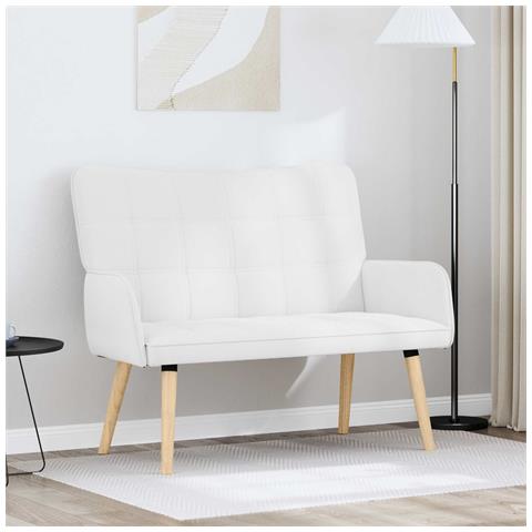 Sofa a Due Posti Bianco 115 x 61 x 87 cm Tessuto - Foto 2