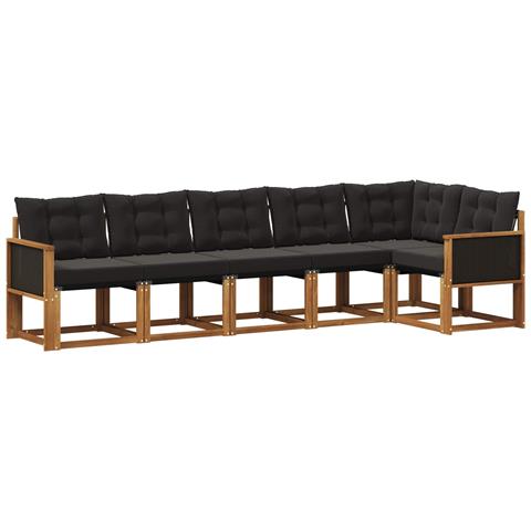Set di divani da esterno con cuscino 6 pcs Naturale e Nero - Foto 1