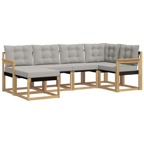 Set di divani da esterno 6 pcs Bianco e Grigio Chiaro - Foto 1