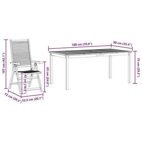 Set da Pranzo per Giardino 9 pcs Marrone - Foto 8