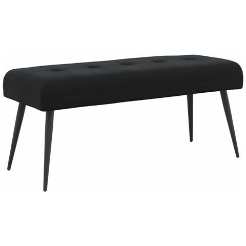 Panchina con bottoni imbottiti Nero 110 x 40 x 46 cm Velluto - Foto 1