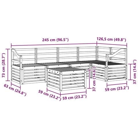 Set di divani da esterno 6 pcs Bianco 59 x 59 x 37 cm - Foto 9