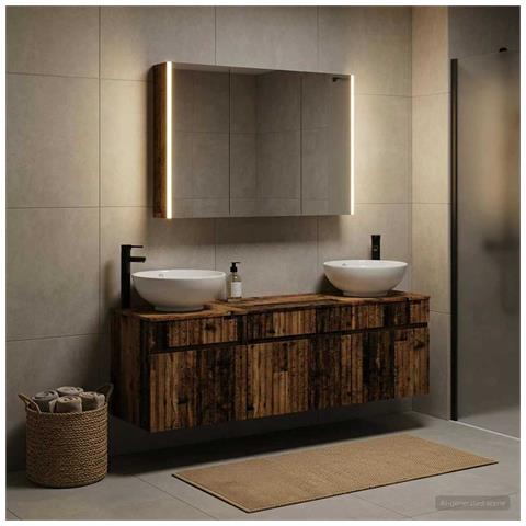 Set di Armadi da Bagno 4 pcs Legno antico 103,5 x 15,5 x 70 cm - Foto 2