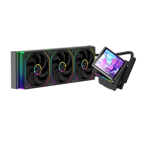 Dissipatore AIO Glacier View 360, Radiatore 360mm, Display IPS 4.0'', 3 Ventole ARGB PWM, MB Sync - Foto 1