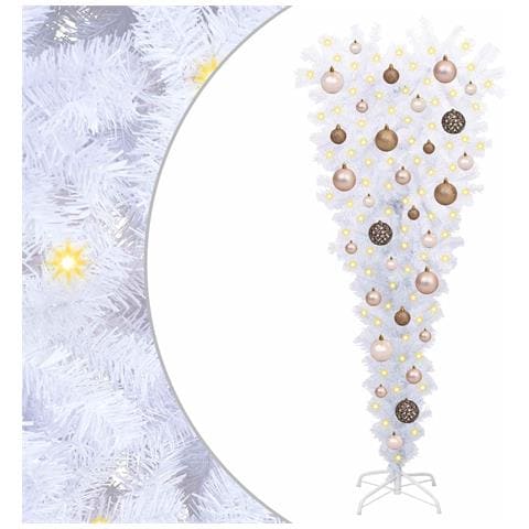 Albero di Natale artificiale Bianco 120 cm PVC e Acciaio - Foto 1