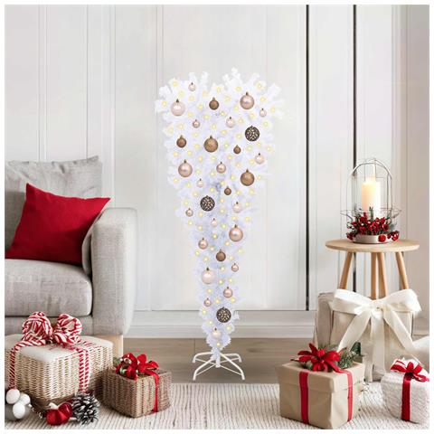 Albero di Natale artificiale Bianco 120 cm PVC e Acciaio - Foto 2