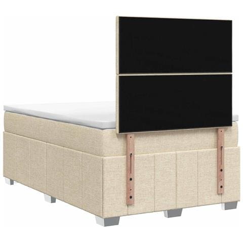 Letto Box Spring LED con Materasso Crema 120 x 190 cm Tessuto - Foto 9