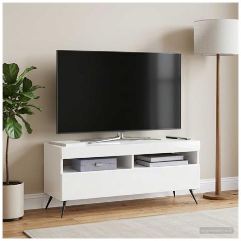 Mobile TV LED Bianco Lucido Legno ingegnerizzato - Foto 2