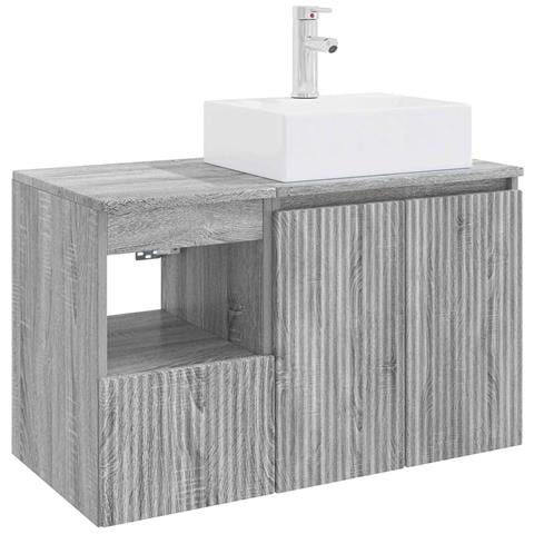 Set di mobili per il bagno 2 pz Sonoma grigio - Foto 1