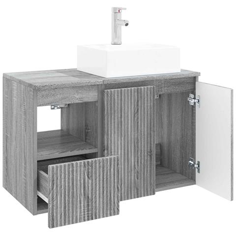 Set di mobili per il bagno 2 pz Sonoma grigio - Foto 9