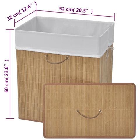 Cesto Biancheria In Bamboo Rettangolare Naturale - Foto 2