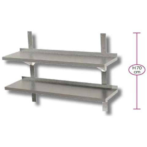 RISTOINOX Ripiano 180x30x4 Mensola Doppia Acciaio Inox Mensola In Acciaio Inox Doppia Per Cucina 2 Ripiani Scaffale