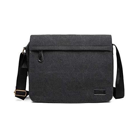 Messenger Bags Retro Canvas Borsa Crossbody Scuola Singolo Shoulder Bag Per 13 Computer Portatile Pocket Multipla (nero)  - Foto 1